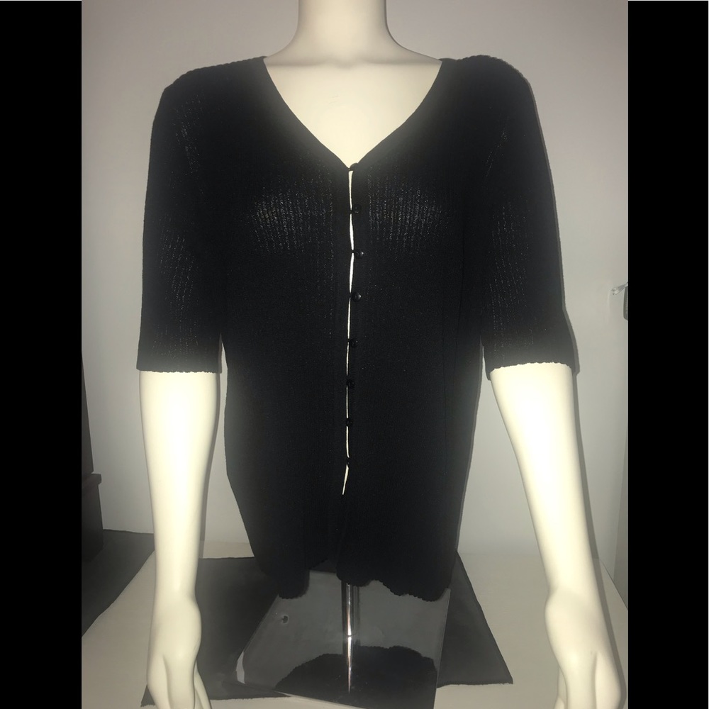 Venezia Jeans Black Ribbed Button Down Cardigan